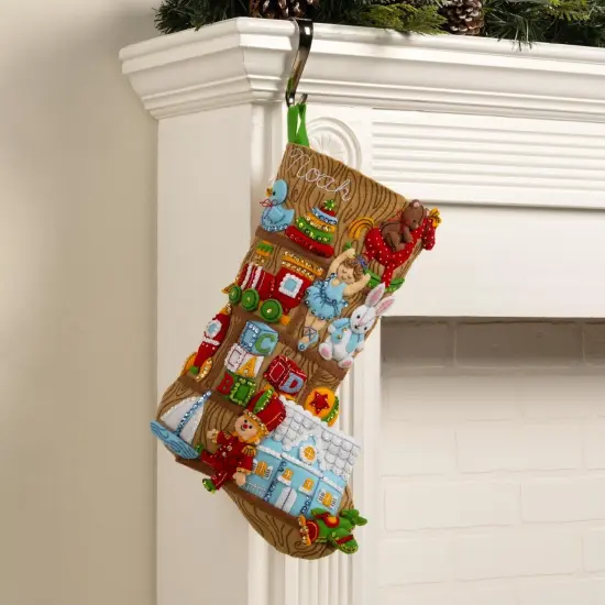 Bucilla Felt Stocking Applique Kit 18" Long-Toyland Treasures {4}