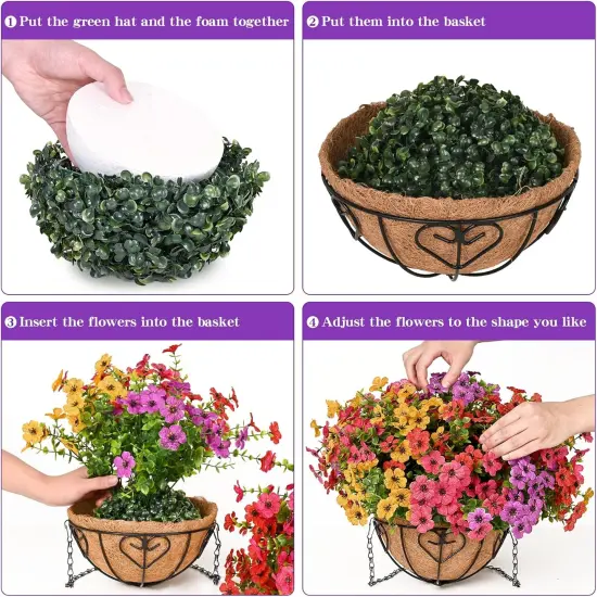 Artificial Hanging Flowers with Basket (Colorful) {3}