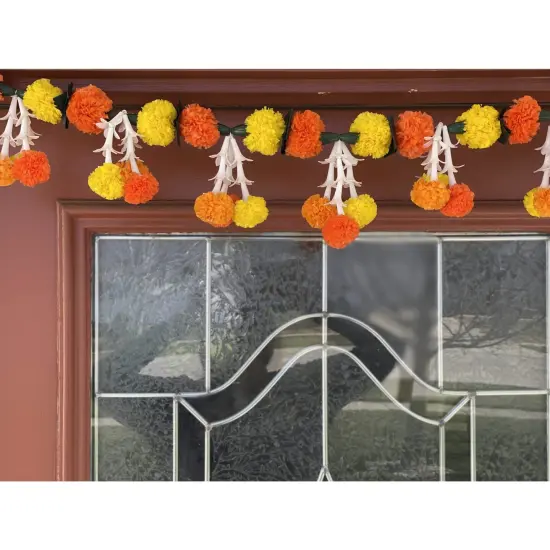 Marigold Tuberrose Door Toran Hanging Valance Festival Marigold Garland Window Indoor Outdoor Decor Bandarwal Pooja Decor Wedding Favor Diwali Decor {3}