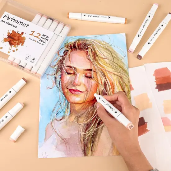 12pcs Skin Tone Alcohol Markers Set {5}