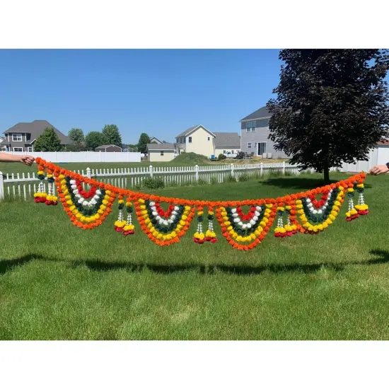 9.6 Feet Jumbo Marigold Jasmine Door Toran Hanging Valance Marygold Festival Garland Puja Diwali Decoration Day of the Dead Dia De Los Muertos Ofrenda Mexican Fiesta Halloween Decor {1}