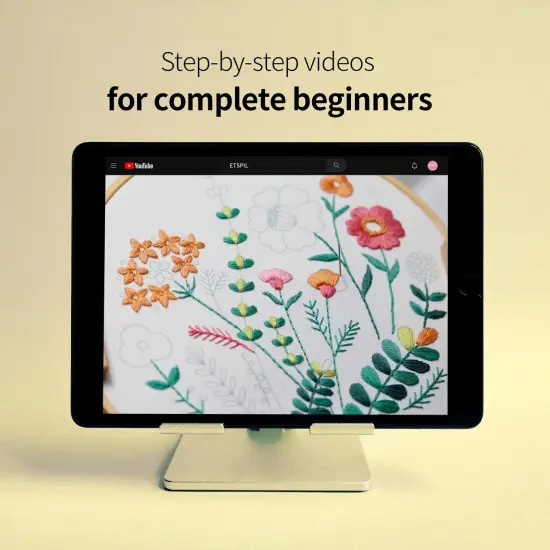 3 Pack Beginner Embroidery Kits, DIY Starter Set with Stamped Flower Designs, Embroidery Hoop, Colorful Threads, Tools {5}