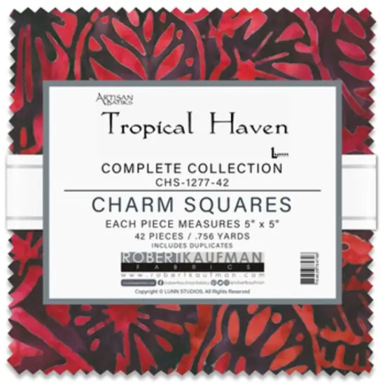Artisan Batiks Tropical Haven 5" Square Pack (Charm Pack / Charm Square) by Lunn Studios for Robert Kaufman (CHS-1277-42) {1}