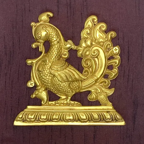 Annam Wall Hanging with Frame in Brass Modern Wooden Framed Artwork Ready to Hang Peacock Showpiece Indian Handicraft for Home Office Housewarming Gift Brown {6}