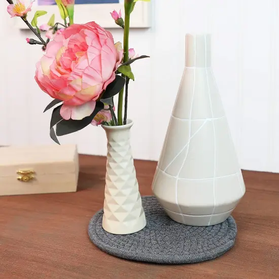 Set of 4 Cotton Weave Potholders Trivets, 7" Round Coasters Hot Pot Holders Mats, 4 Colors Multicolor {3}