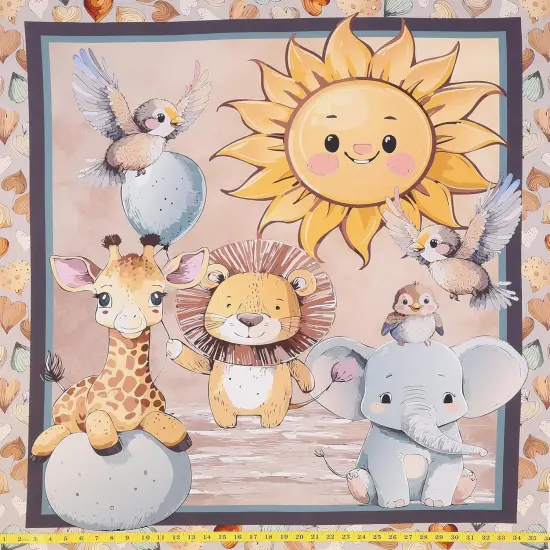 Mook Fabrics Safari Buddies Cotton Fabric [45in. Wide] - By The Yard Multi (36" Panel) {3}