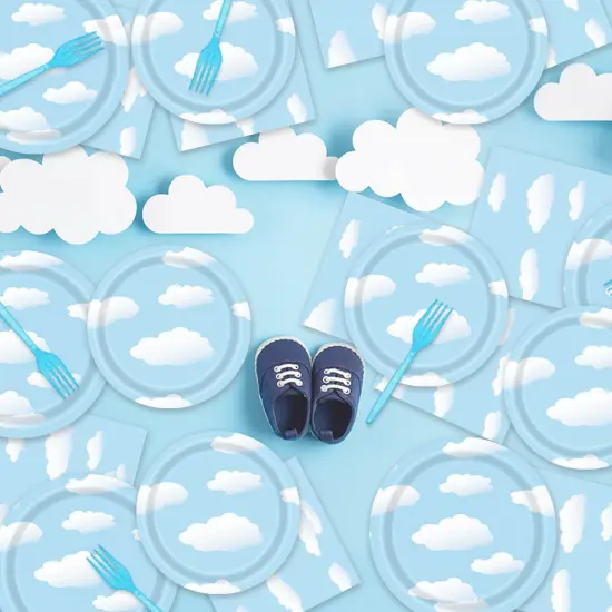 96 PCS Blue Sky Baby Shower Tableware Kit - 24 Guests {5}