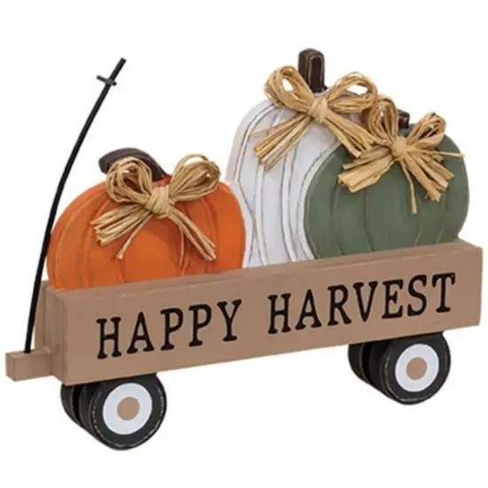 Fall Pumpkin Wagon Table Sitter with Cutout Pumpkins and Rustic Finish {1}