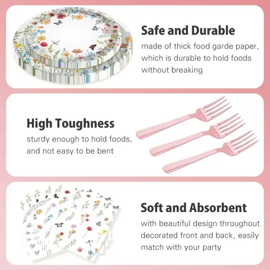 96 Pcs - Baby Shower Disposable Paper Plates and Napkins {2}