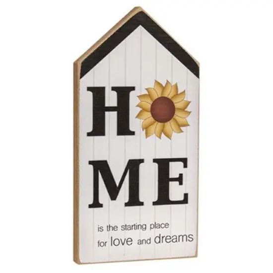 Wood Sunflower House Sitter with Quote and Freestanding Design {1}