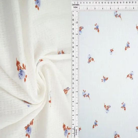 1 Yard Polyester Rayon Spandex 190 GSM Pointelle Ditsy Rib Print Fabric Soft 58/60" Width ROSE DUSTY {6}