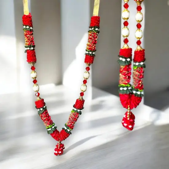 1 ct. Indian Garland Haar Mala 16 Inch God Goddess Haar Mala Idol Pooja Item Garland for Photo Frame Idol God Shringar Mala Reusable Satin Mala Temple Decor {1}