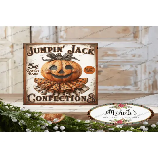 Vintage Halloween Jumpkin Jack Pumpkin Sign {4}