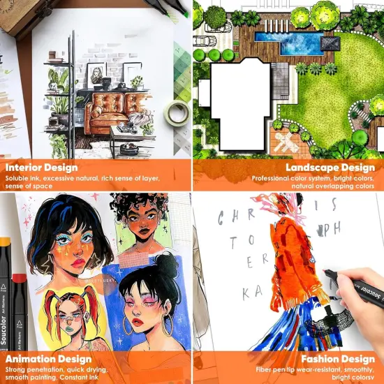 60 Colors Dual Tip Alcohol Markers Set {3}