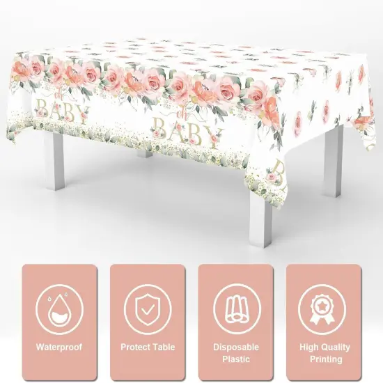 3 Pieces Oh Baby Pink Flower Tablecloths {2}