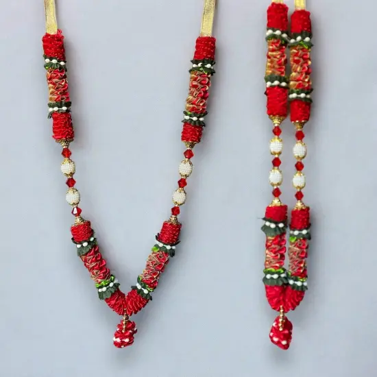 1 ct. Indian Garland Haar Mala 16 Inch God Goddess Haar Mala Idol Pooja Item Garland for Photo Frame Idol God Shringar Mala Reusable Satin Mala Temple Decor {2}