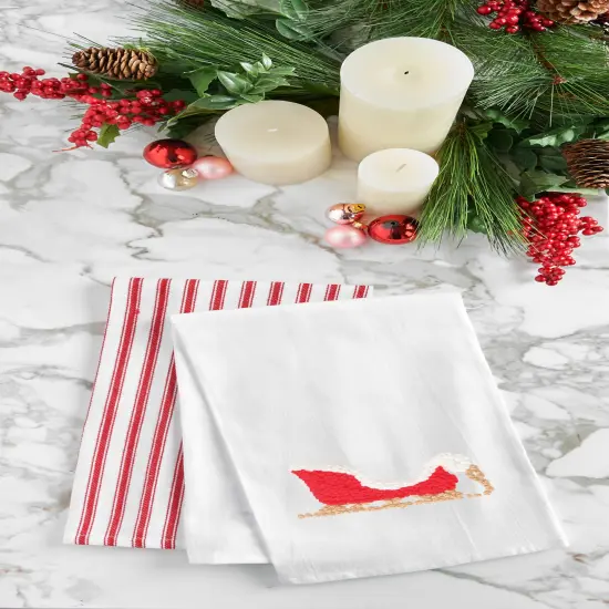 Sleigh French Knot Flour Sack Kitchen Towel {3}