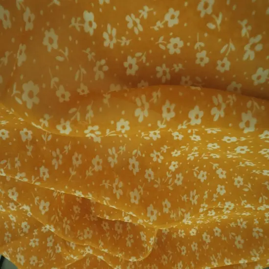 1 Yard High Multi Chiffon Ditsy Floral Print Woven Fabric Sheer Lightweight 57/58" Width MUSTARD {4}
