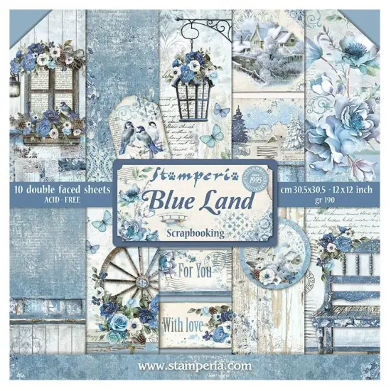 Stamperia Double-Sided Paper Pad 12"X12" 10/Pkg-Blue Land, 10 Designs/1 Each {1}