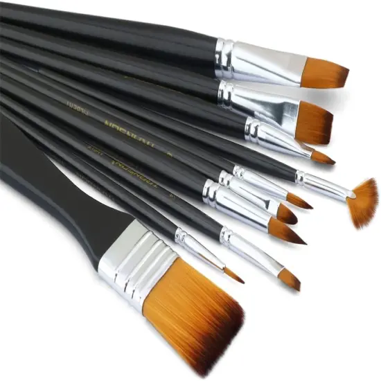 Paint Brush Kit 10pcs Art Brushes and 1 Paint Spatula with Brush Case(Black) {3}