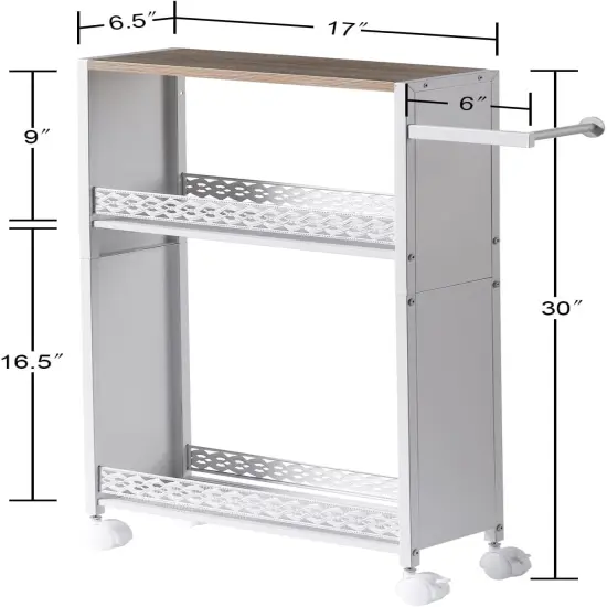 Toilet Paper Holder Storage Cabinet - 29.9H Inch (White/Oak) {3}