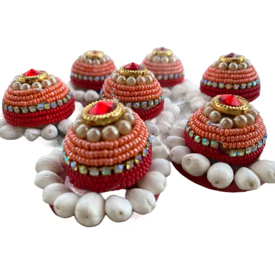 10 Pc Decorative Designer Supari Betelnut for Pooja &ndash; Spiritual Shagun Item, Unique Indian Pooja Supari, Temple Decor, Wedding Favor, Housewarming Gift {6}