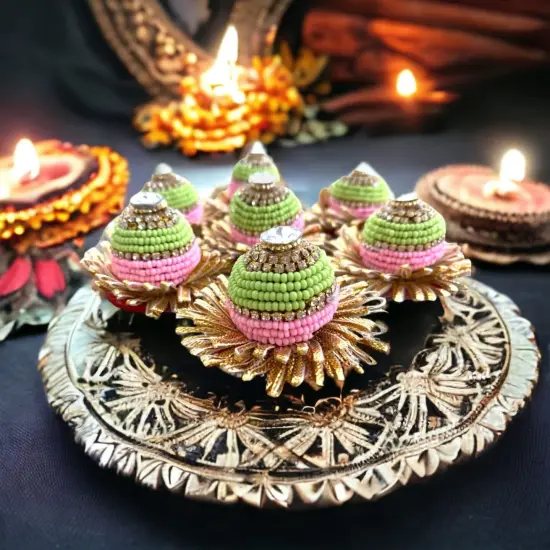 10 Pc Decorative Designer Supari Betelnut for Pooja &ndash; Spiritual Shagun Item, Unique Indian Pooja Supari, Temple Decor, Wedding Favor, Housewarming Gift {1}