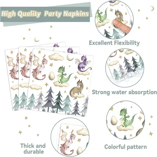 98 Pcs Watercolor Dragon Party Tableware Set - 24 Guest {4}
