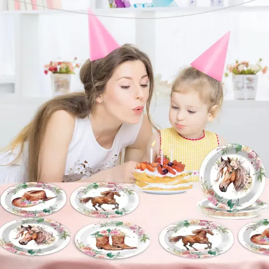 48 PCS Horse Paper Plates for Baby Shower {3}