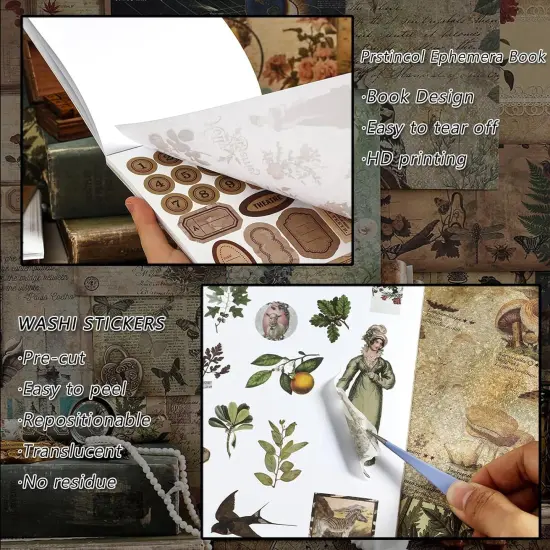 40 Sheets Vintage Aesthetic Washi Stickers and Papers for Scrapbooking (Forest Nature) {2}