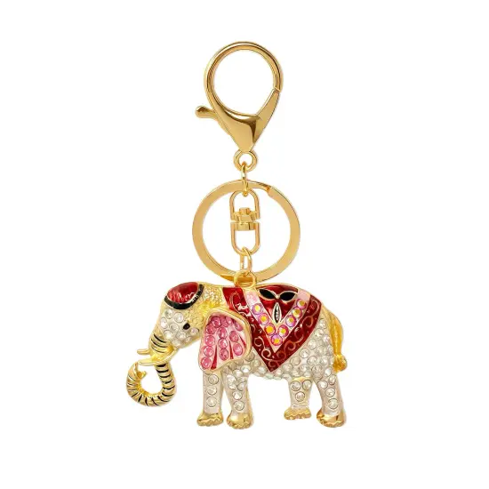 Wrapables Crystal Bling Keychain, Keyring Purse Handbag Pendant Charm, Red Opulent Elephant {1}
