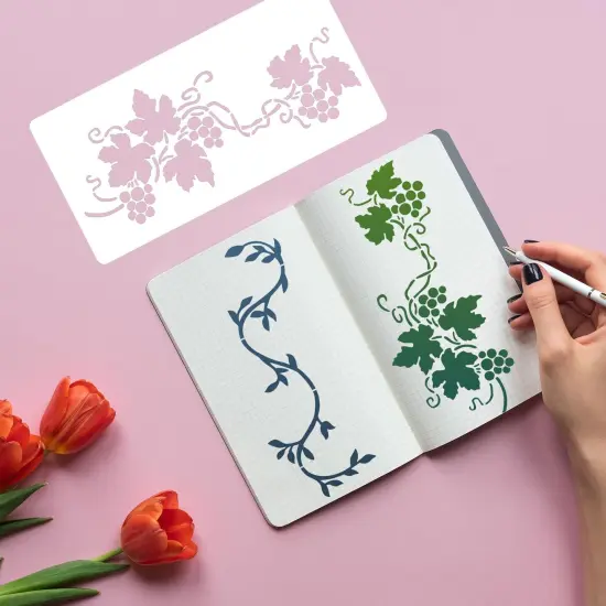 Leaf Stencils Vine Stencil Leaves Floral Stencils Reusable DIY Crafts Drawing Templates for Painting on Wood Wall Canvas Furniture {5}