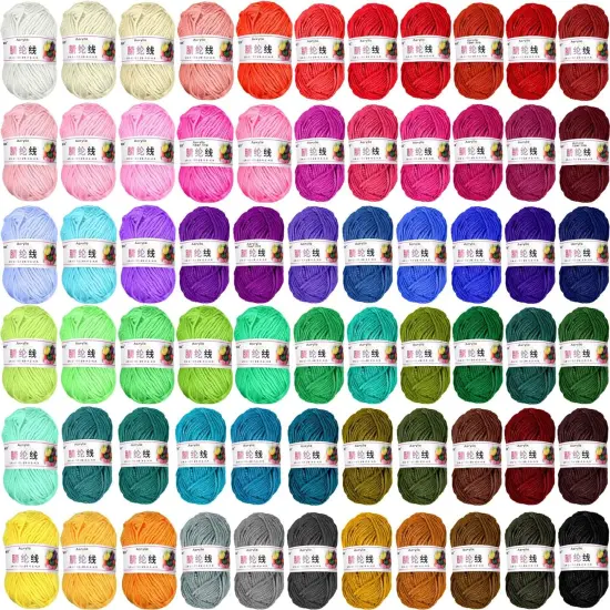 66 Rolls Assorted Colors Crochet Yarn {1}