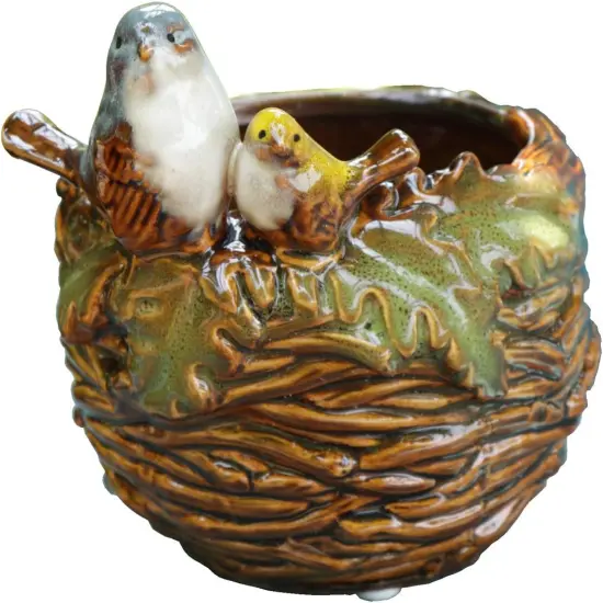 Handmade Ceramic Bird Nest Succulent Planter/Pot {1}