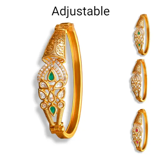 Gold Plated Bangle Bracelets Kada for Women Indian Bangle Bracelet Jewelry Kangan for Mothers Day Valentines Anniversary Birthday Gifts for Her Mom Wife Girlfriend Ruby {5}