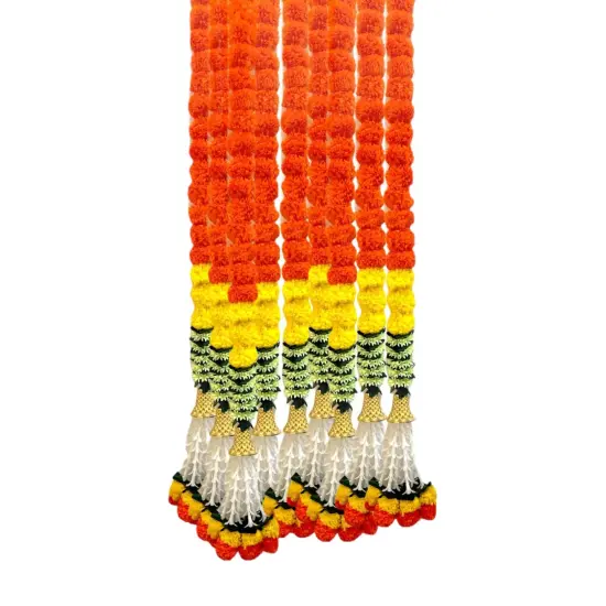 2 Strings Artificial Marigold Flowers Garland for Home, Party Door Hanging Diwali Decorations Day of the Dead Dia De Los Muertos Ofrenda Halloween Marygold Traditional Indian Theme Decor {1}