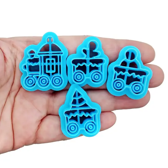 Christmas Train Polymer Clay Cutters, Set of 4 Cute & Festive Shapes, Adorabilities {2}