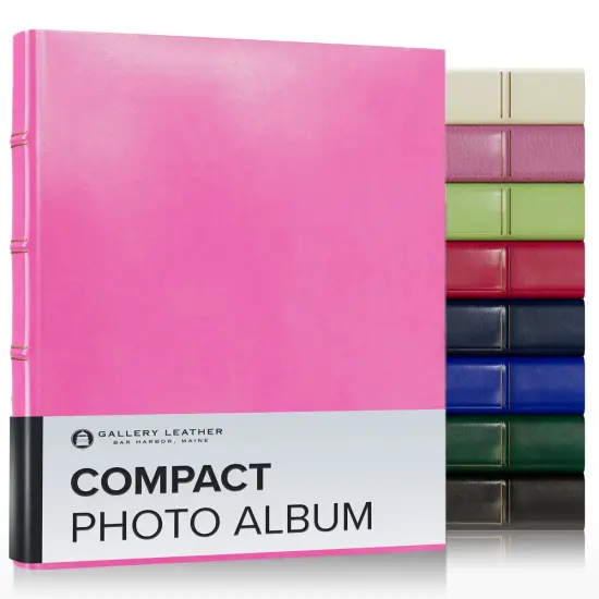 Gallery Leather Compact Photo Album 4x6-3 Ring Binder Photo Album, 60 Pages for 120 Photos, Fillable, Can Fit 4x6 Photos, Handcrafted Acadia Hope {1}