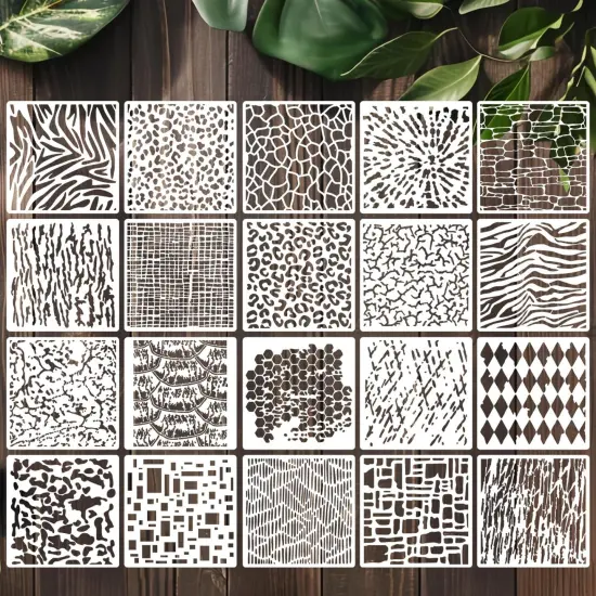 Stencils for Crafts Reusable Texture Stencils Cracked Background Stencil for Painting on Wood Wall Furniture Fabrics {1}