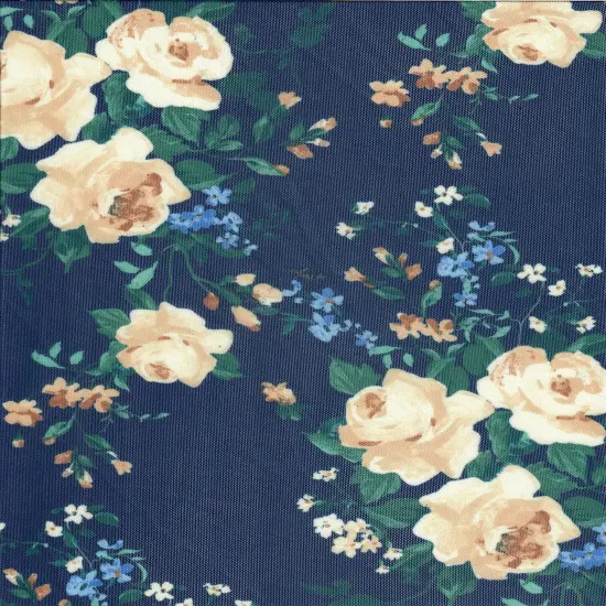 Digital Floral Mesh Fabric Lightweight Stretch Sheer, 54&rdquo; Wide for Fashion & Crafts NAVY {1}