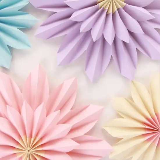 9 PCS Pastel Paper Flower Decorations,Yellow,Pink and Purple Pastel Party Decorations,Sunflower Folding Paper Fans,Classroom Decoration Paper Floral {4}