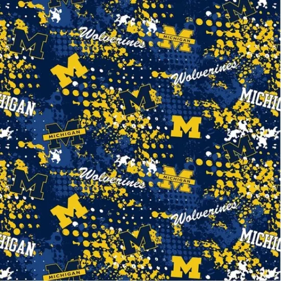 Licensed NCAA University of Michigan Splatter MCHG-835 Cotton Fabric by the Yard {1}