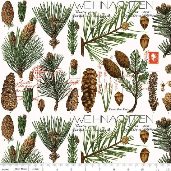 Botanical Pines in White (cd16283-white) | Classic Christmas | J Wecker Frisch | Riley Blake {1}