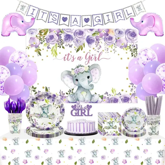 Elephant Girl Baby Shower Decorations {1}