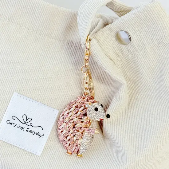 Wrapables Crystal Bling Keychain, Keyring Purse Handbag Pendant Charm, Rose Gold Hedgehog {4}