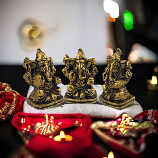 Lord Ganesha for Car Idol Metal Ganpati Showpiece Ganeshji Figurine God of Luck and Success Home Decoration Car Dashboard Return Gifts Housewarming Pooja Diwali {5}