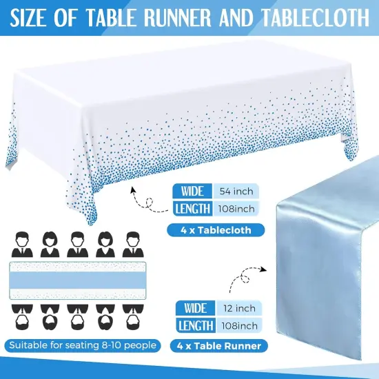 8 Pack Winter Baby Blue and White Tablecloths {2}