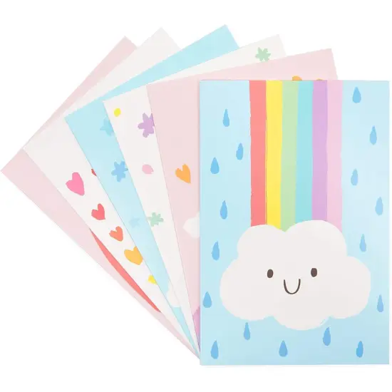 48 Pack Rainbow Cards with Envelopes for Thank You, Baby Shower, Birthday, Kids Stationary, Girls (Pastel, 4x6 In) Multicolor {7}