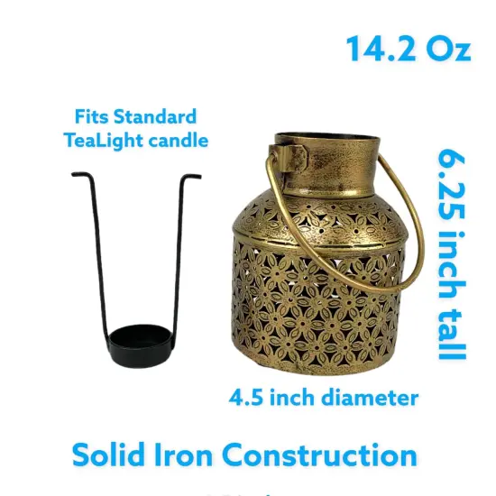 Tealight Candle Stand Gold Iron Incense Holder Antique Style Dhuni Burner Mess Free Cone Holder Housewarming Gift Dhoop Organiser for Home Office Decor Diwali Decoration {2}