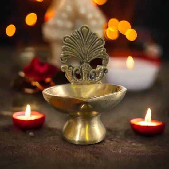 Brass Diya Indian Diya Oil Lamps for Home Decoration, Mandir, Temple, Traditional Hindu Puja, Religious Decor, Diwali Deepawali, Housewarming Return Gift Items {5}